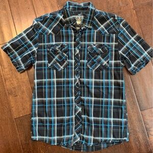 ** Men’s Buckle Black Button Up Shirt